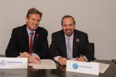 Phil Bentley, Chief Executive Officer of Cable and Wireless Communications (left) and Brendan Paddick, CEO and Chairman of Columbus Communications .